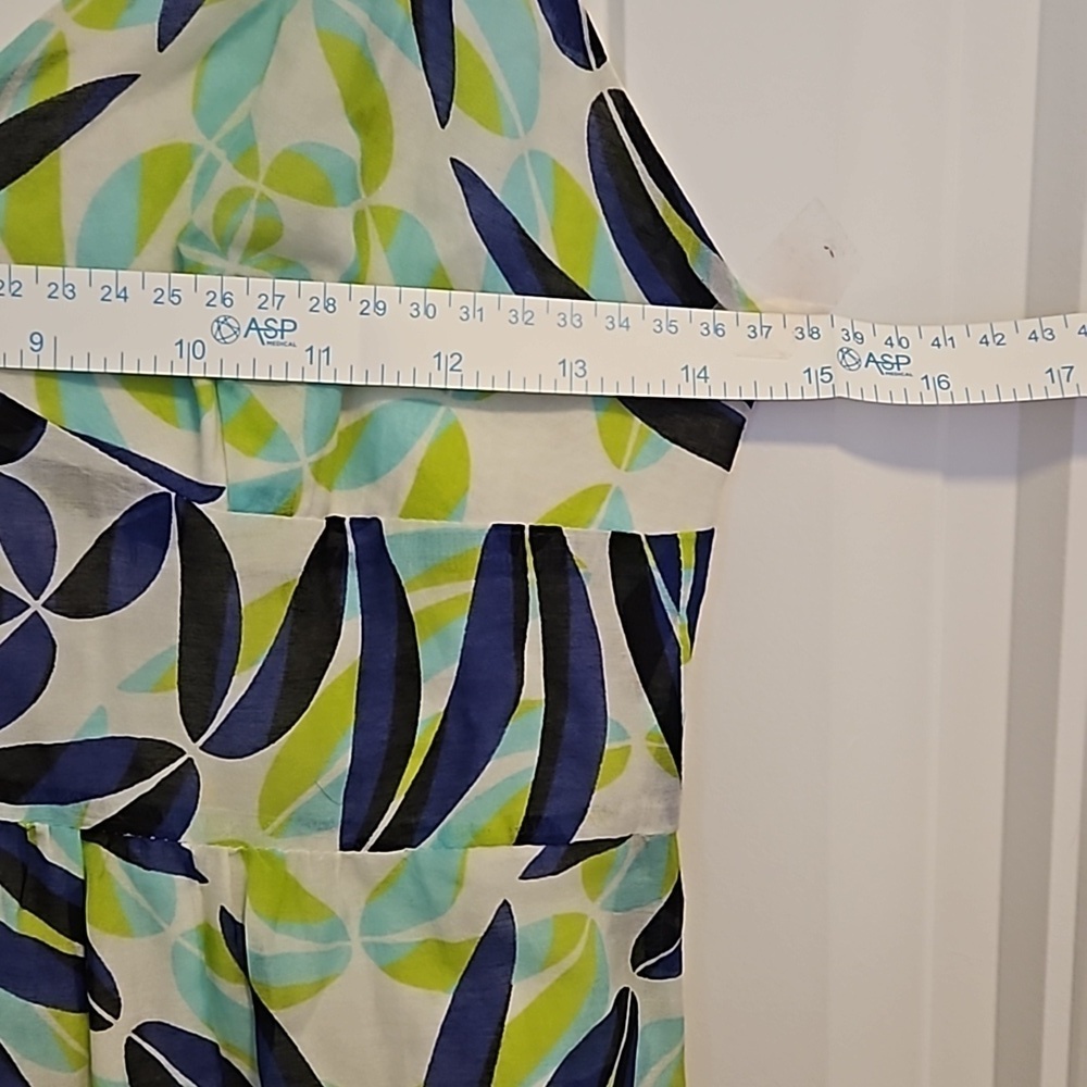 Blue and Green Print Mini Dress Size 5 - Picture 5 of 9